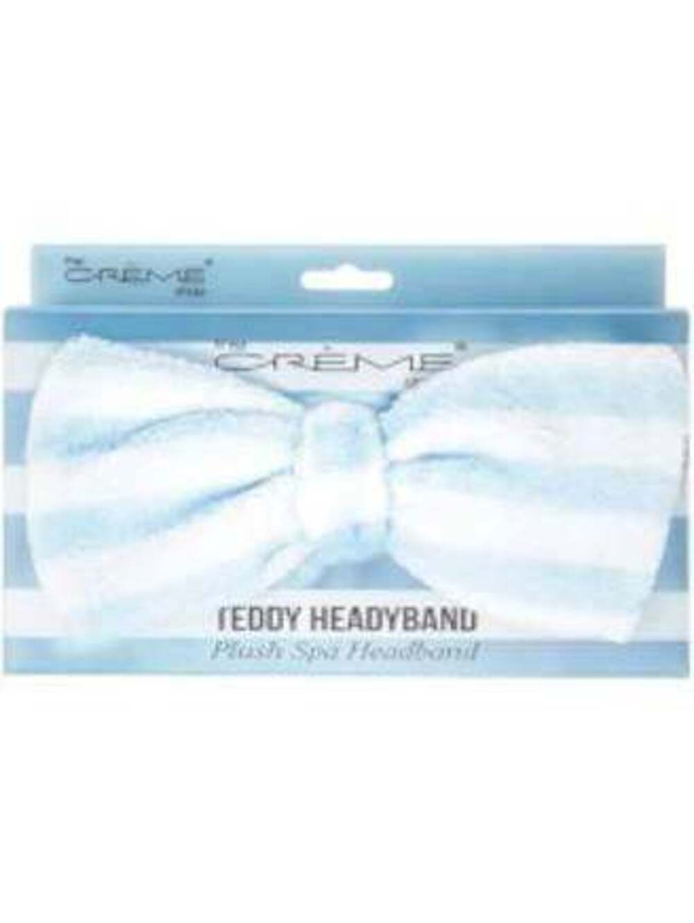 The Crème Shop Plush Teddy Headband  - blue and white stripe